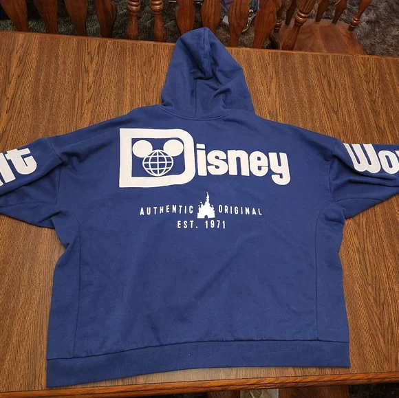 Disney Blue and White Zip Up Sweater with Logo